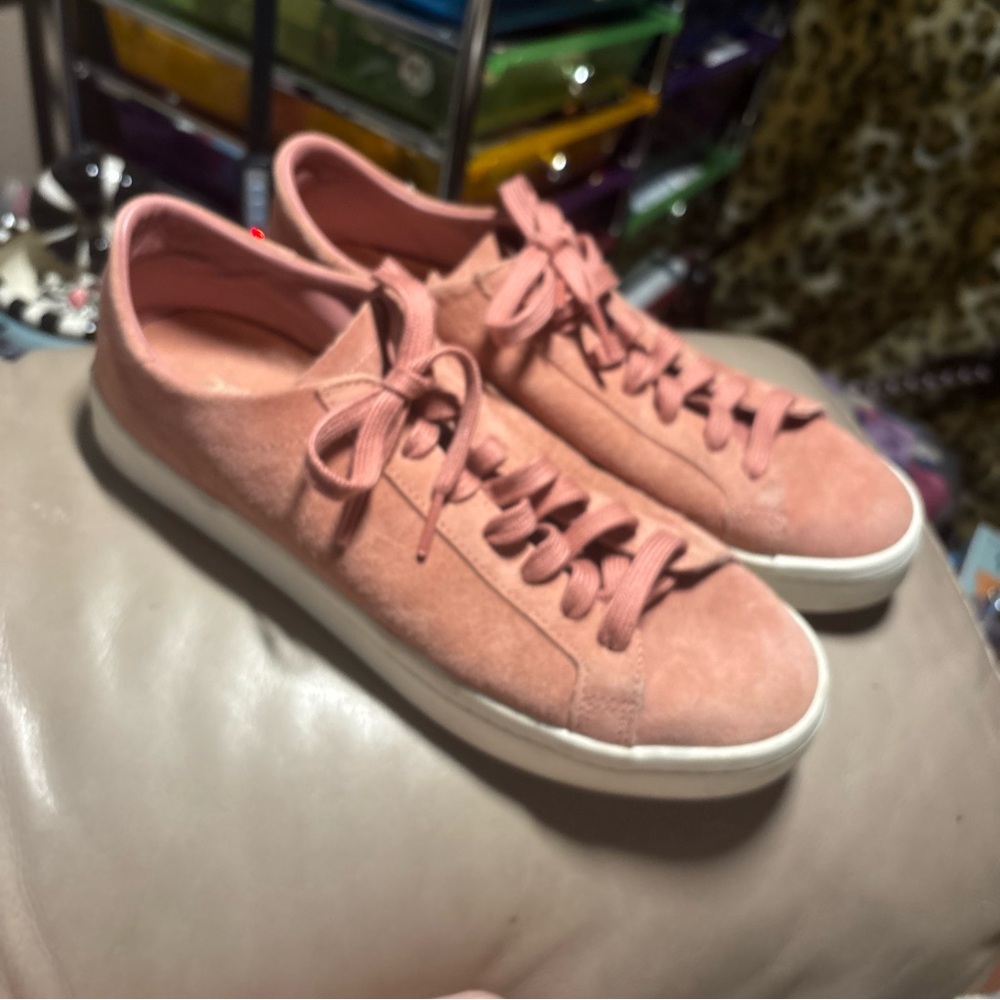 adidas Women's Pink Suede Lace-up Sneakers Size 10.  Good condition.